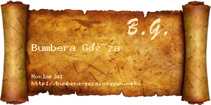 Bumbera Géza névjegykártya